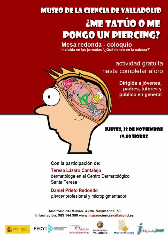 Cartel charla - coloquio '¿Me tatúo o me pongo un piercing?'