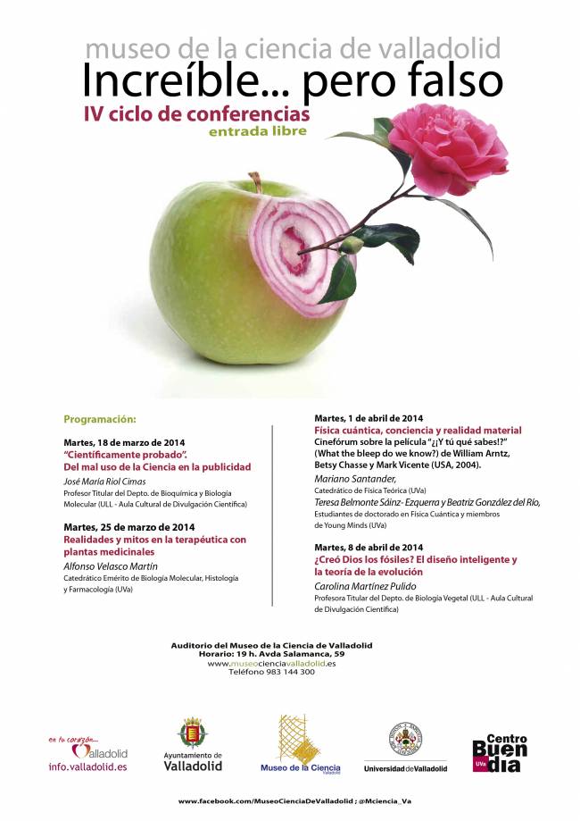 Cartel IV ciclo de charlas "increíble pero falso" 