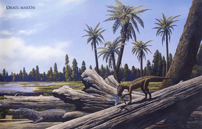 Serranía de Cuenca, hace 125 millones de años. Reconstrucción de Raúl Martin