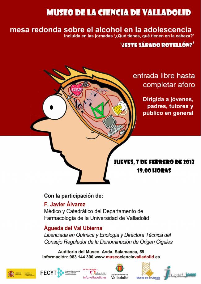 Cartel mesa redonda sobre el consumo de alcohol en la adolescencia