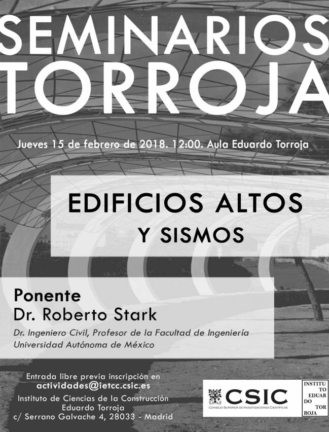 Cartel Seminario Torroja Edificios Altos y Sismos