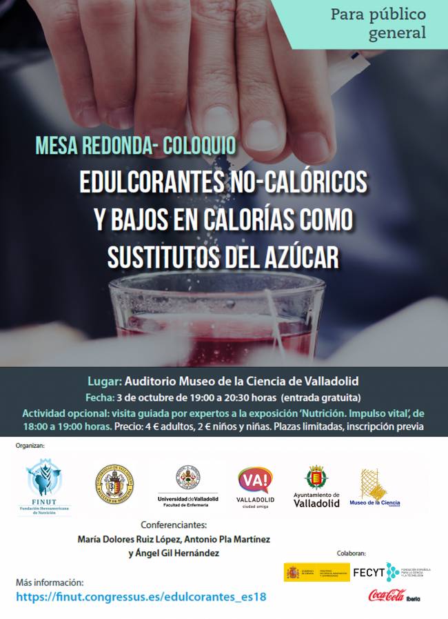 Cartel mesa redonda y seminario sobre edulcorantes no calóricos 