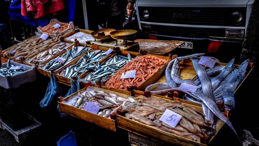 mostrador de una pescadería