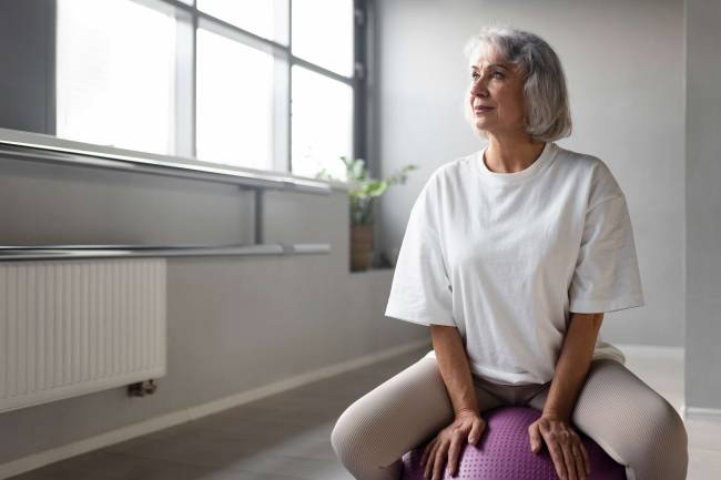 Mujer de edad avanzada haciendo deporte