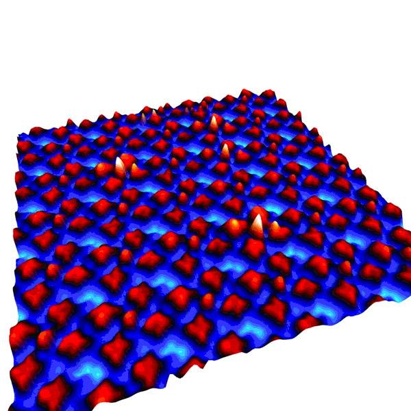 Estructura del nuevo material vista a través de STM (microscopio de efecto túnel).