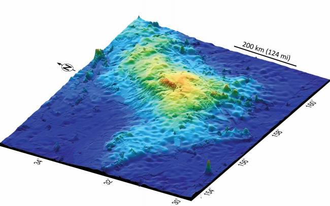 Representación del volcán submarino Tamu Massif 
