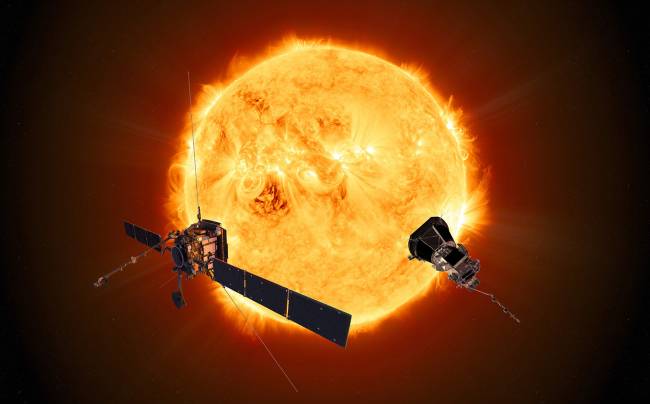 Ilustración de las naves Solar Orbiter y Parker Solar Probe