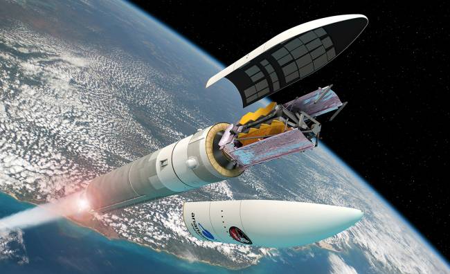 Telescopio espacial James Webb en un lanzador Ariane 5