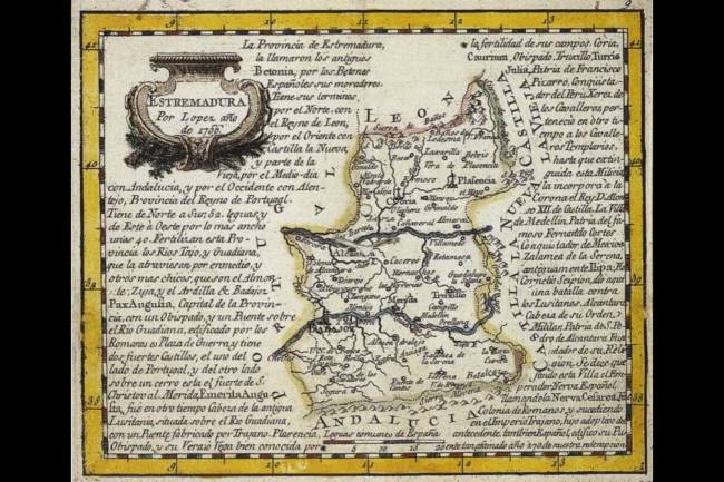 Tomás López, 1756. Extremadura. Biblioteca Nacional de España, Madrid. GM/ 451m, GM/ 452m, GM/ 1403m.