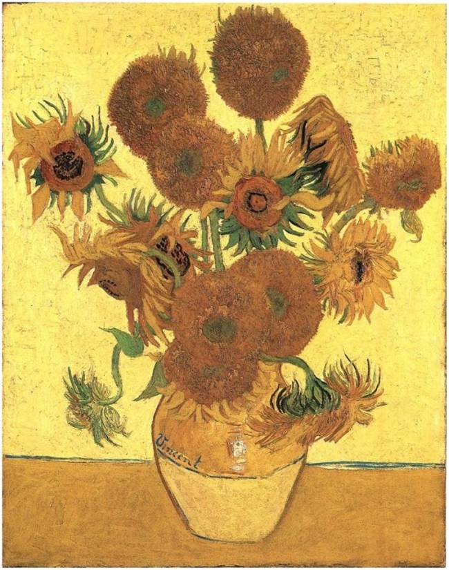 “Jarrón con quince girasoles” de Vincent van Gogh. Imagen: Steve Dorrington 