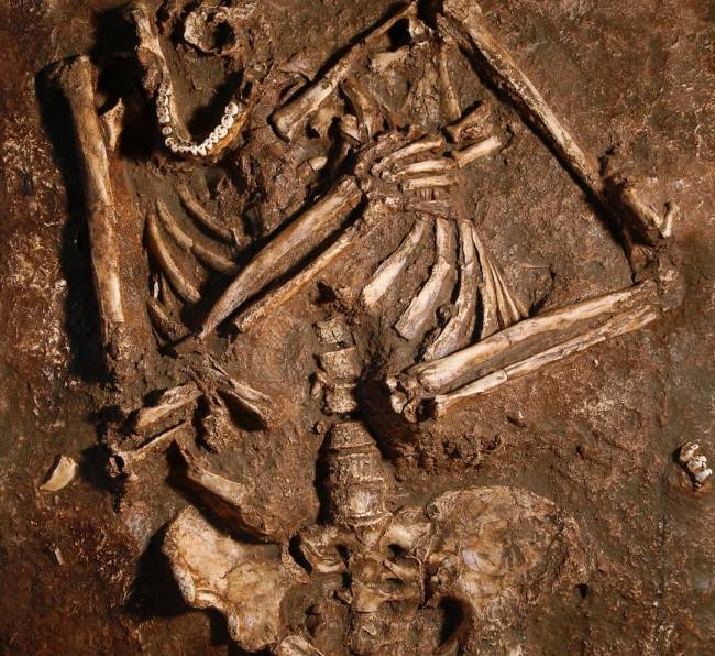 Réplica del esqueleto neandertal de Kebara 2