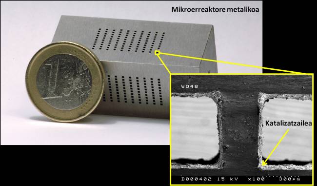 El microrreactor ha sido diseñado en el Departamento de Química Aplicada de la Facultad de Ciencias Químicas de la UPV/EHU (San Sebastián).