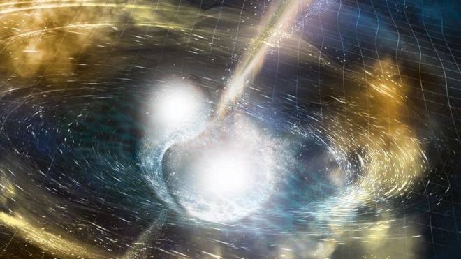 fusión de dos estrellas de neutrones