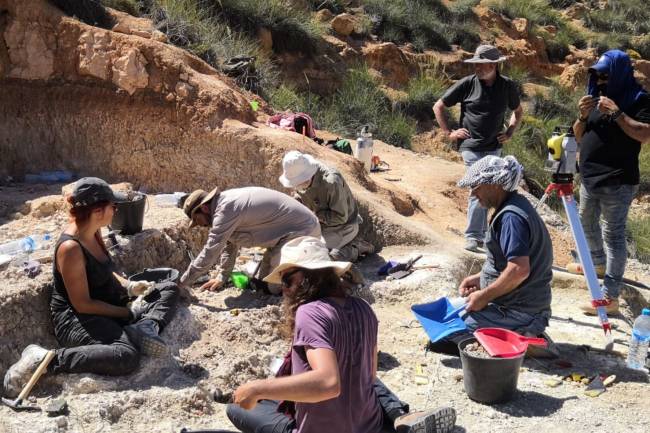 Equipo de investigación durante la excavación