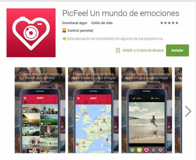 La aplicación permite al usuario asociar emociones a imágenes en cualquier zona del planeta.