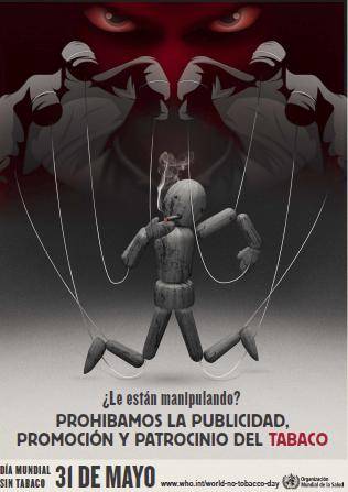 Póster de la edición del Día Mundial Sin Tabaco 2013 de la Organización Mundial de la Salud. 