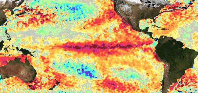 Diferencias de temperatura de la superficie del mar