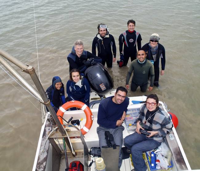 Investigadores trabajando en la Bahía de Cádiz.