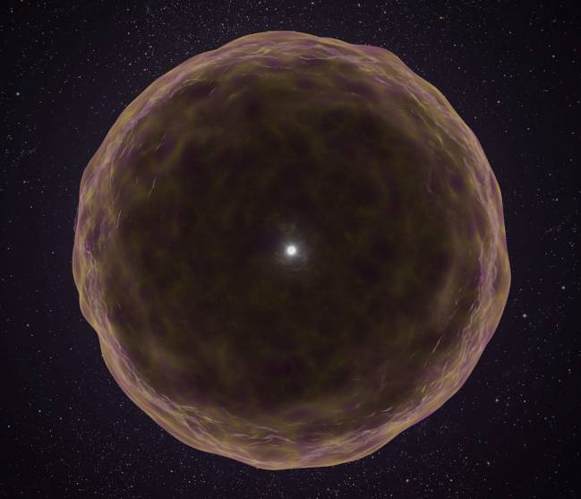 Ilustración artística de la supernova carente de sus capas superficiales