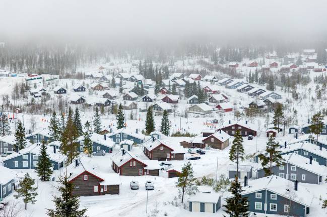 Casas bajo la nieve