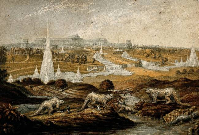 Dinosaurios del Palacio de Cristal, George Baxter
