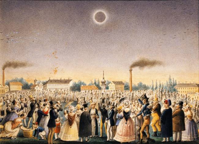 Eclipse solar total en Viena el 8 de julio de 1842, pintado por Johann Christian Schoeller
