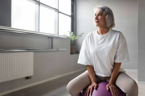 Mujer de edad avanzada haciendo deporte
