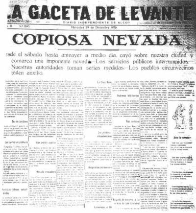 Nevada Levante 1926 portada 'La Gaceta de Levante'