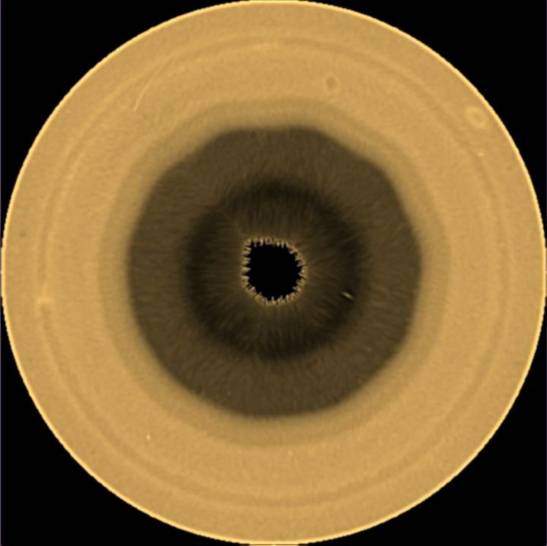 Descubren una onda decagonal alrededor del polo sur de Saturno