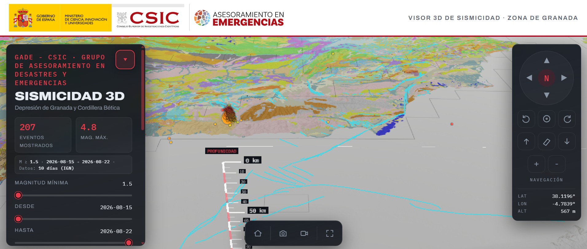 Un visor de acceso abierto facilita el seguimiento y análisis de los terremotos en Granada